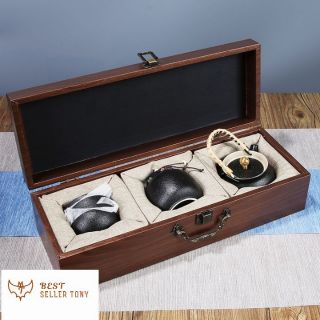 Hot - Ấm trà Nhật Bản hộp gỗ đen huyền bí tráng men cực đẹp 2019 [Best Seller Tony]