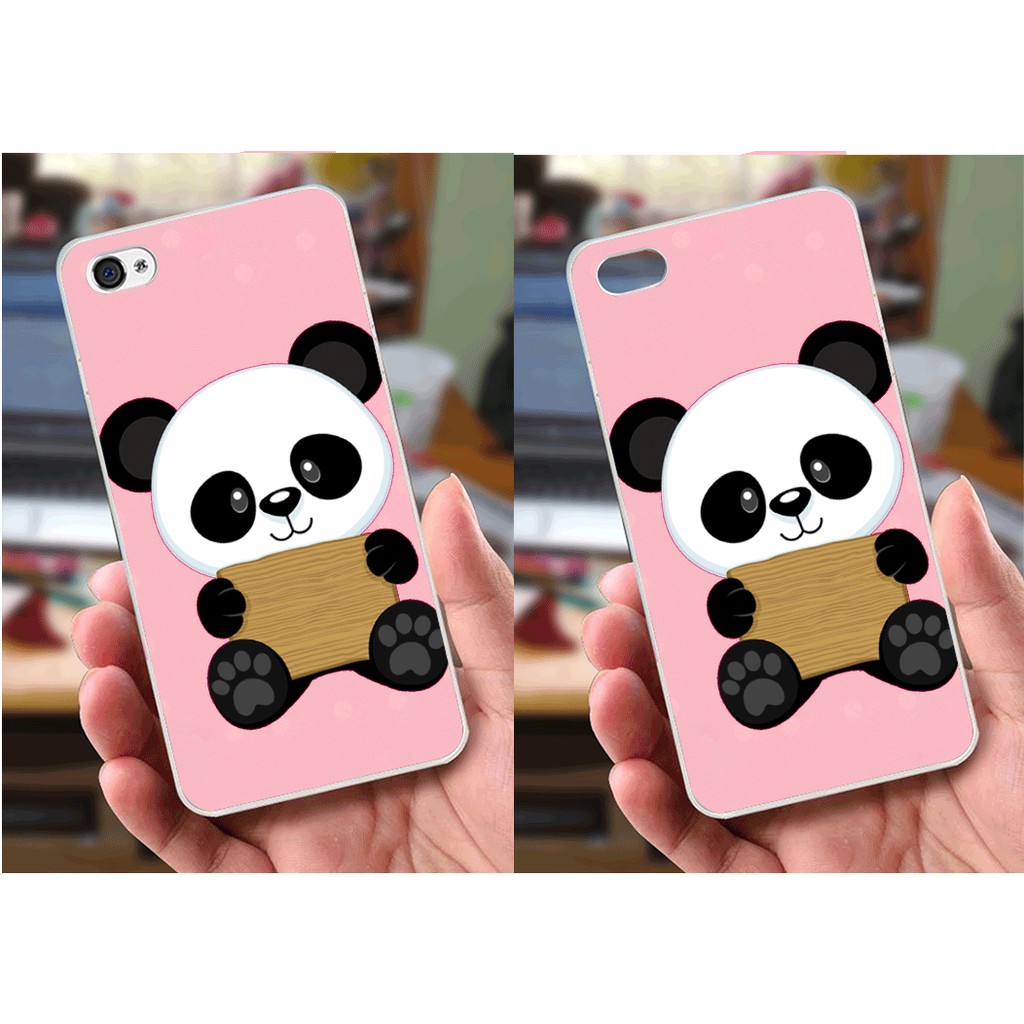 Ốp lưng iPhone 4 / 4S (dẻo viền trắng trong) - Hinh Gấu Brown, Panda Cực Dễ Thương