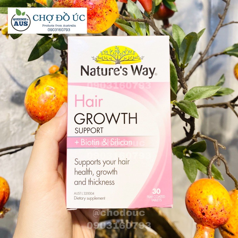 Viên uống hỗ trợ mọc tóc NATURE'S WAY Hair Growth support Biotin & Silicon - nhập Úc 🇦🇺