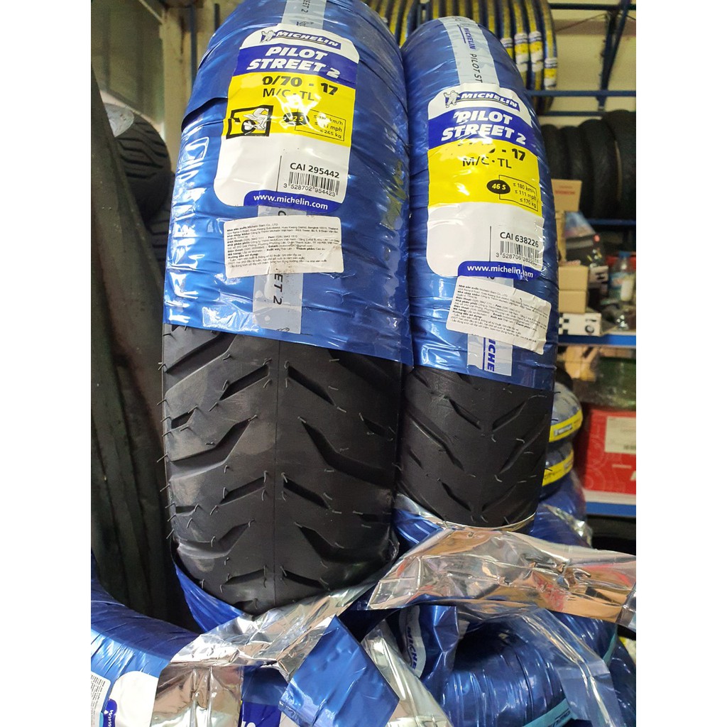 Cặp lốp/vỏ Michelin Pilot street 2 cho Exciter 150 (trước 80 sau 140)