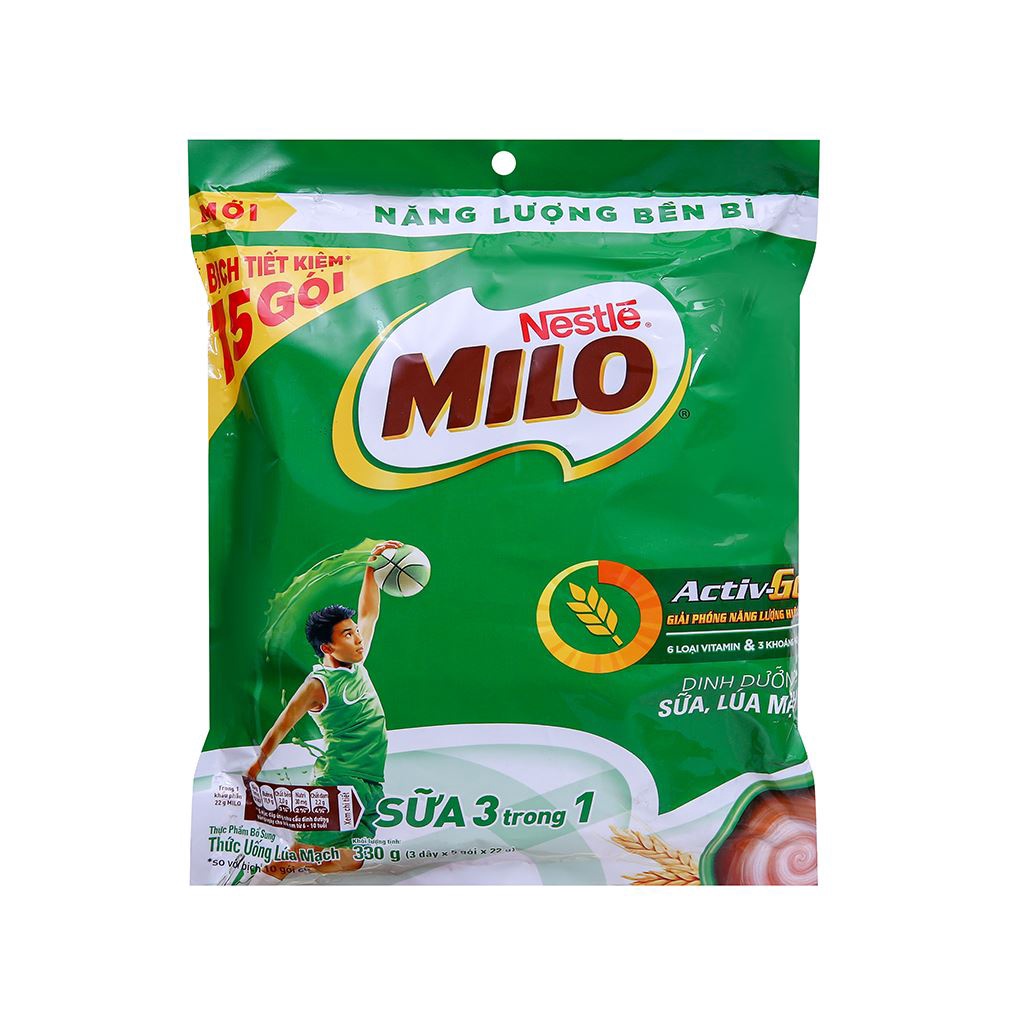 Bột thức uống lúa mạch 3in1 Milo Active Go bịch 330g