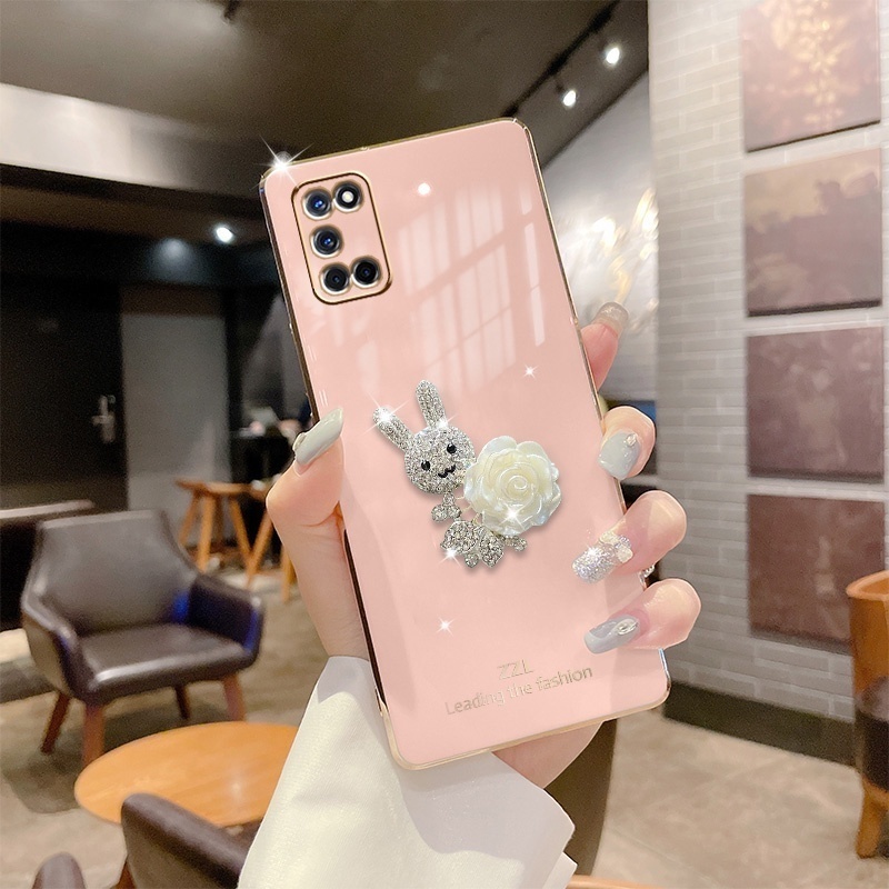 Ốp Điện Thoại Viền Vuông Mềm Trang Trí Hình Thỏ Sang Trọng Cho Samsung Galaxy A24 4G A14 4G 5G LTE