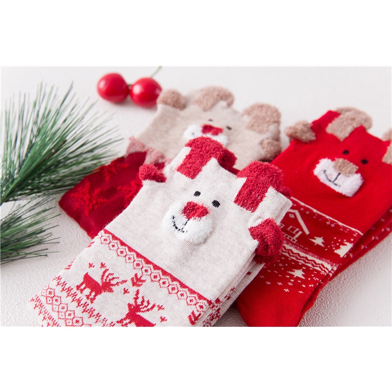 Tất Noel mùa giáng sinh họa tiết chú gấu  - Hàng cao cấp
