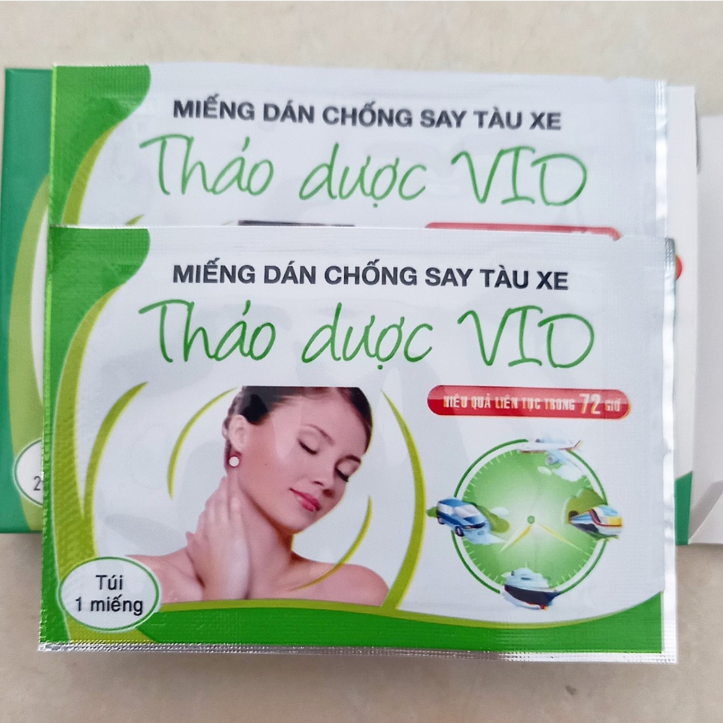 Miếng dán chống say tàu xe thảo dược Vio. Giảm mệt mỏi, chóng mặt, buồn nôn an toàn cho phụ nữ có thai, trẻ sơ sinh.