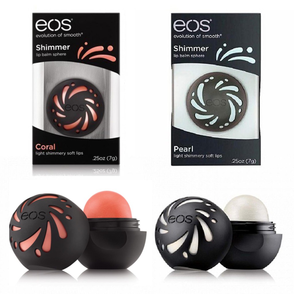 Son trứng dưỡng môi phiên bản có màu thêm một ánh nhũ lung linh EOS Shimmer Lip Balm Sphere Coral  7g