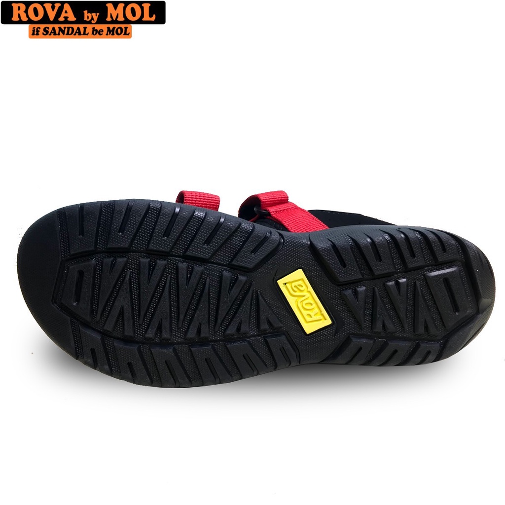 Giày sandal nam hiệu Rova siêu bền quai ngang đế cao su quai dù đi làm đi học màu đỏ mã RV873