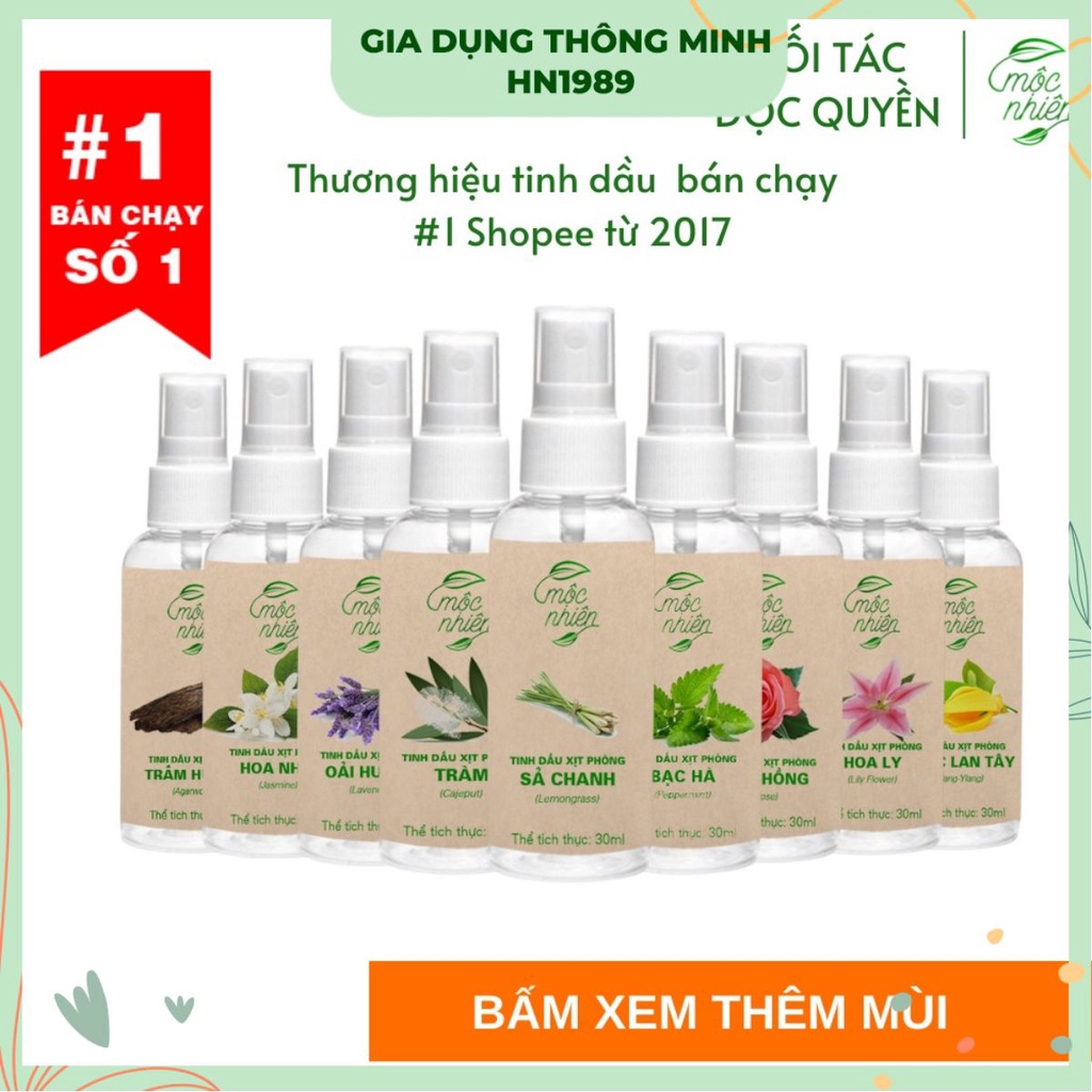 Tinh dầu Mộc nhiên dạng xịt thơm phòng, spa, tủ quần áo; khử mùi nhà vệ sinh, xe hơi 30ml/50ml