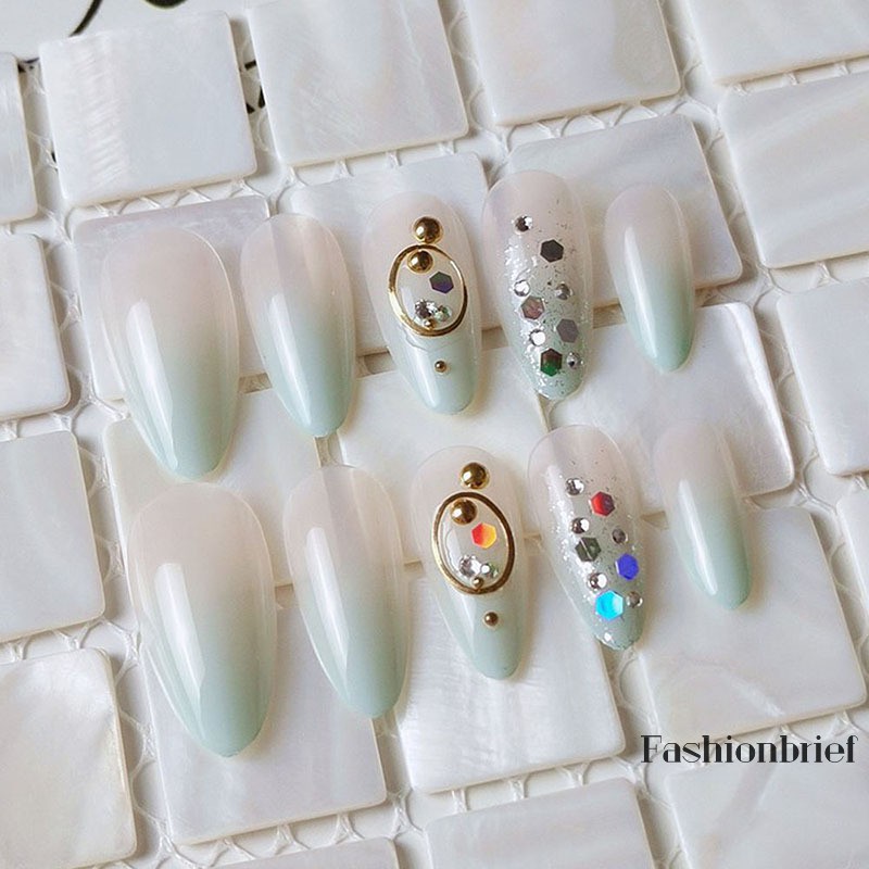 Set 24 móng tay giả đính đá thời trang nữ kèm keo