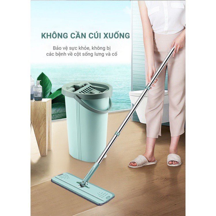 Bộ cây lau nhà 2 ngăn xoay 360 độ tách nước bẩn tự vắt thông minh, tiện lợi, chổi lau nhà tiện lợi