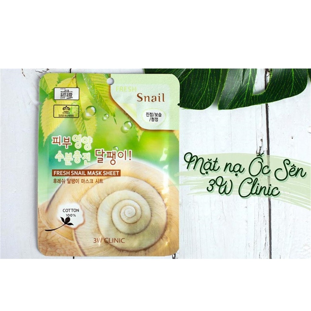 Mặt Nạ Ốc Sên Hàn Quốc 3W Clinic Fresh Snail Mask Sheet 23ml