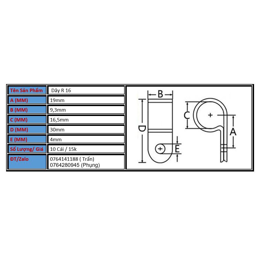 Dây Rút. Dây Thít Chữ R 16mm - 10 cái - 15k