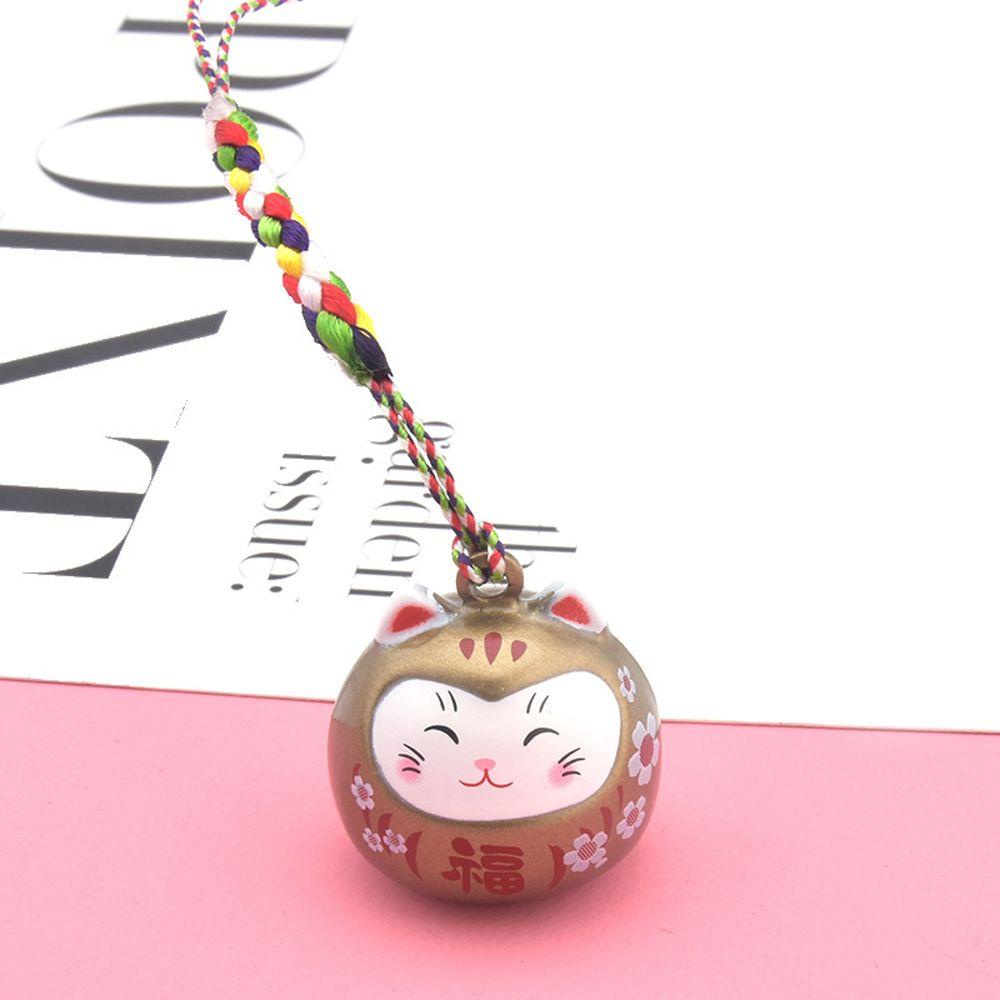 [COD] Móc Khóa Điện Thoại / Chìa Khóa Hình Chú Mèo May Mắn Màu Mơ Mộng DIY Có Chuông Nước