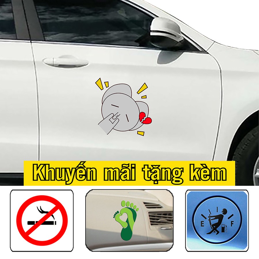 Decal trang trí xe icon, tem xe ô tô cảm xúc nhiều mẫu