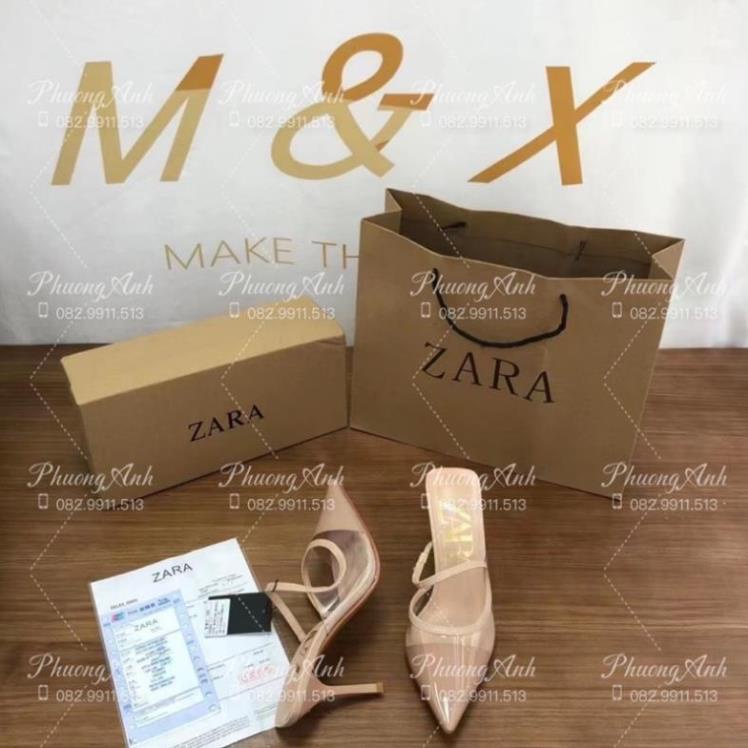 Guốc Zara Mũi Nhọn 2 Màu Đen Kem