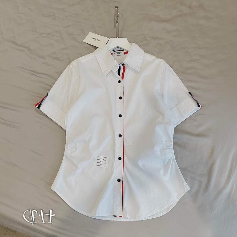 Áo sơmi sọc thom cộc tay