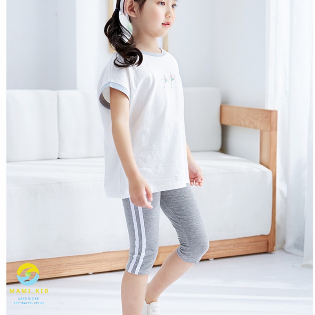 Quần Legging Cho Bé Gái Phối Sọc Thể Thao (Dáng Lửng Qua Gối) 12-45kg Shop mamikid