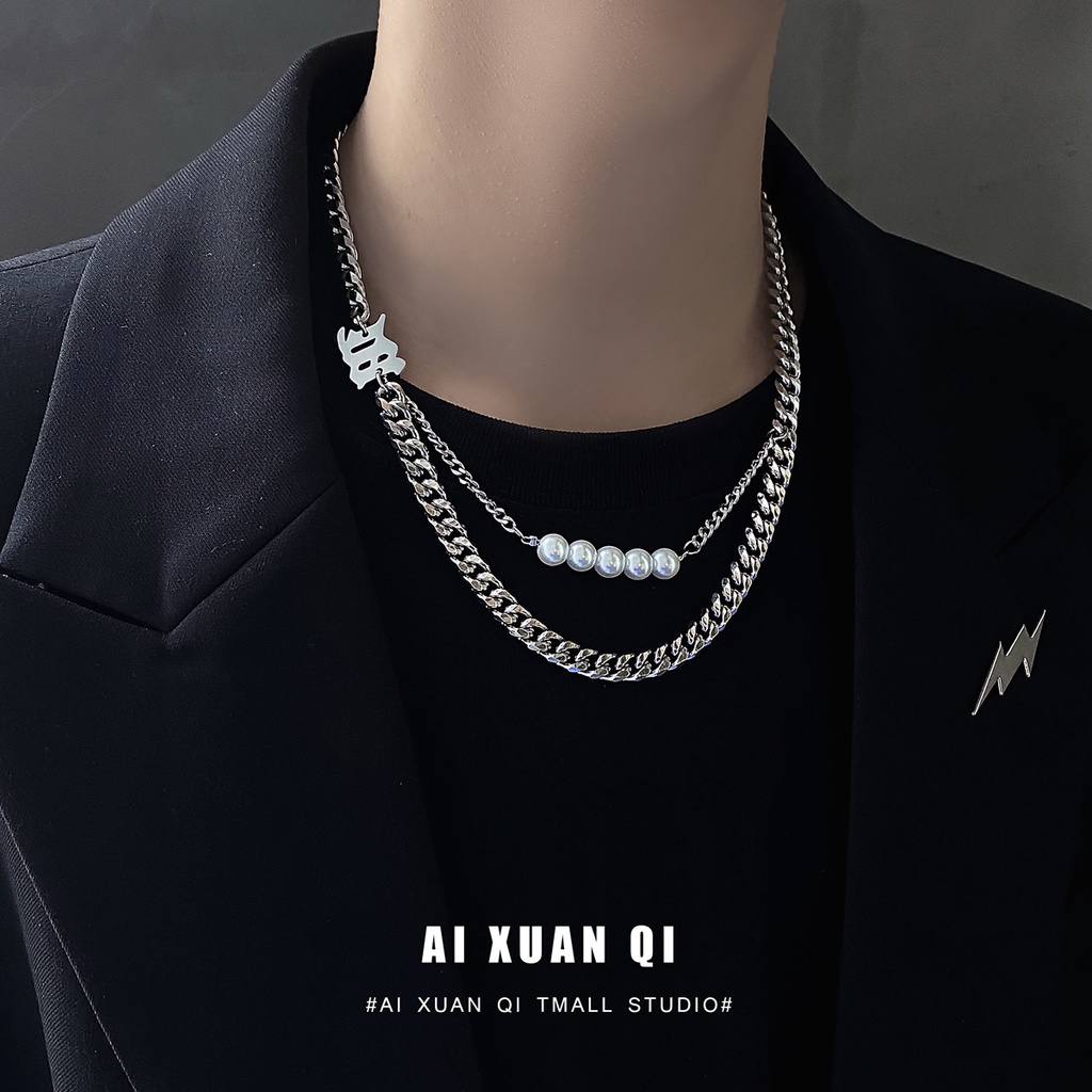 Vòng cổ Chuỗi Ngọc Trai Phong Cách Hip Hop Thời Trang Cho Nam Và Nữ