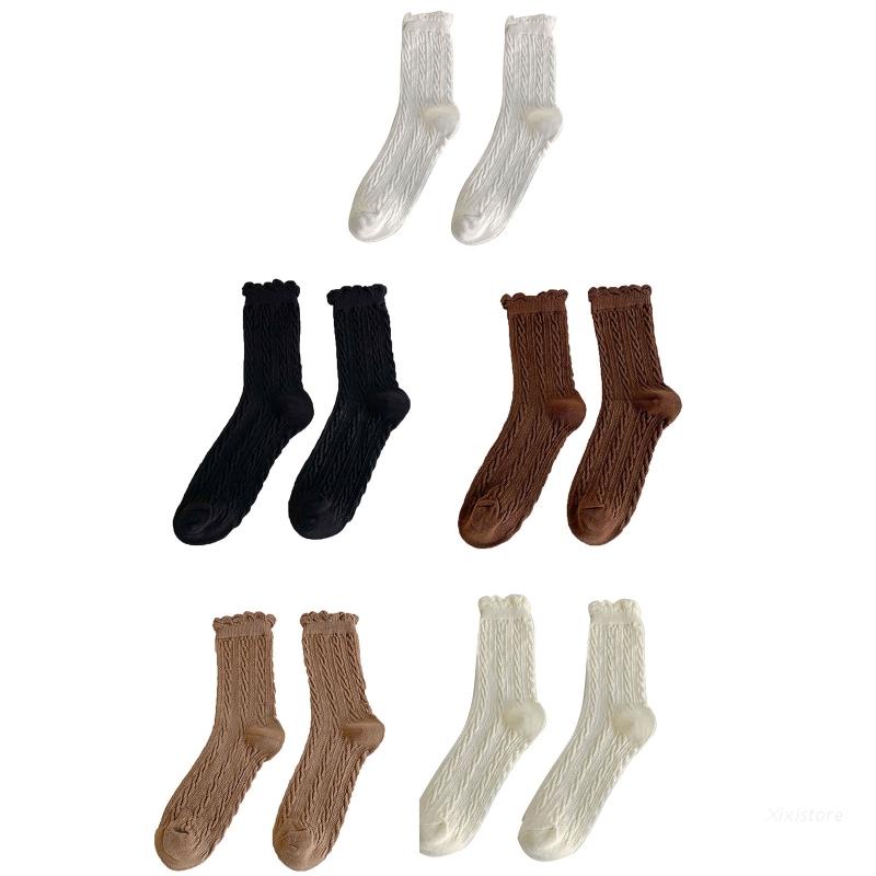 XIXI Vớ cotton dệt kim cổ thấp màu sắc ngọt ngào phong cách lolita thời trang thu đông cho nữ