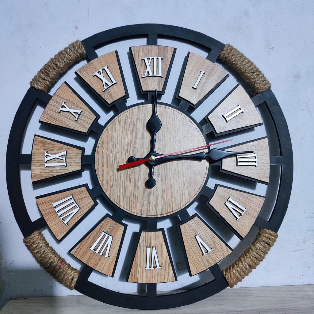 Đồng hồ gỗ treo tường chất liệu gỗ máy kim trôi thiết kế decor trang trí nhà và quán cafe