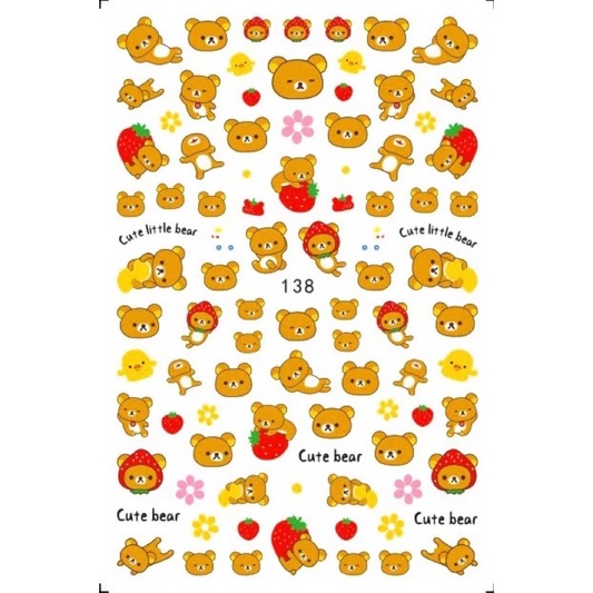 Sticker dán móng tay,hình dán móng tay hoạ tiết chú gấu Rilakkuma dễ thương trang trí móng tay nail