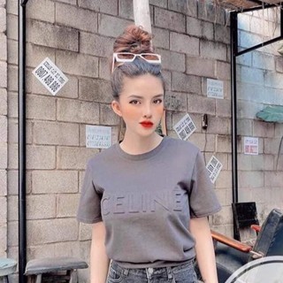 Áo phông chữ dập nổi Celine