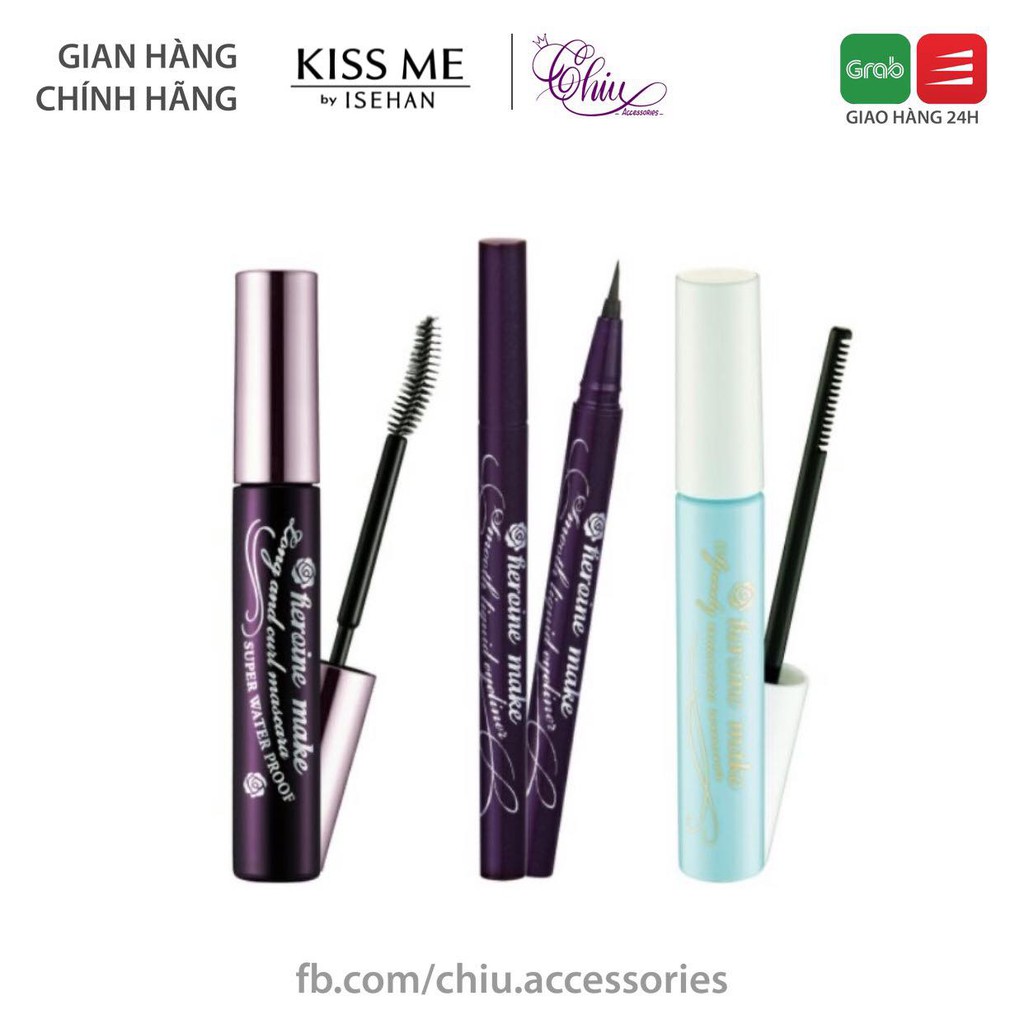 Bộ sản phẩm masscara, kẻ mắt nước, tẩy masscara Kiss me
