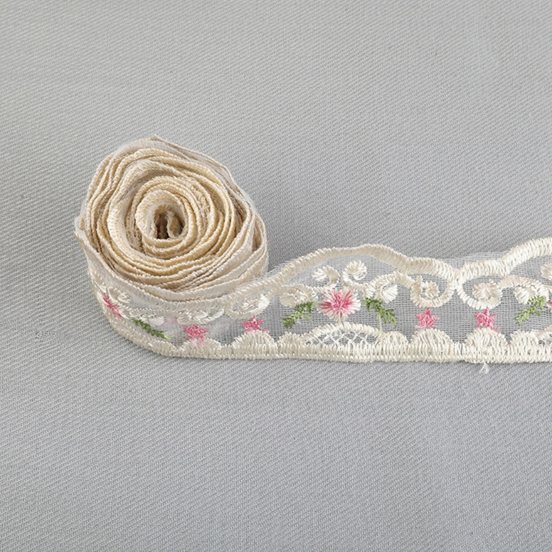 Dây Ren Polyester Bản Rộng Thêu Họa Tiết Xinh Xắn