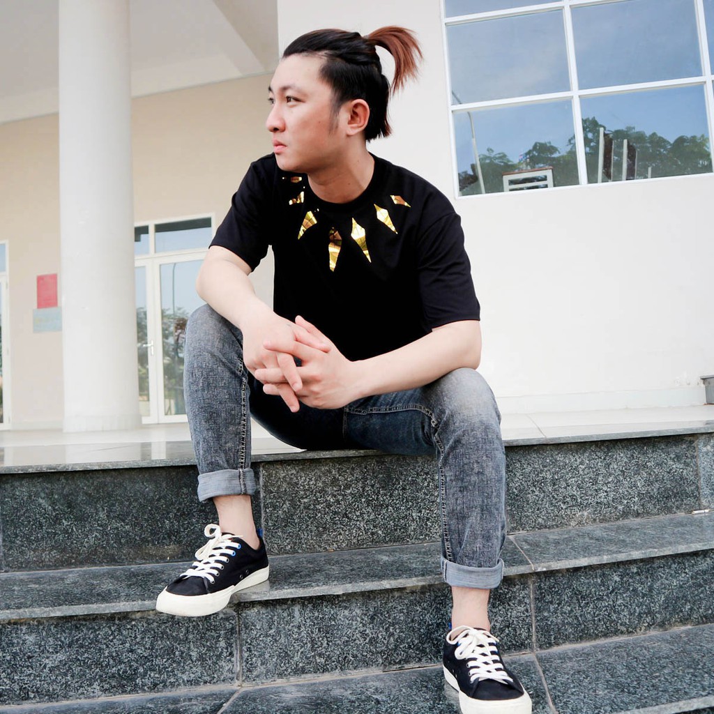 Áo thun Tay Lỡ nam nữ Nhũ vàng Pander