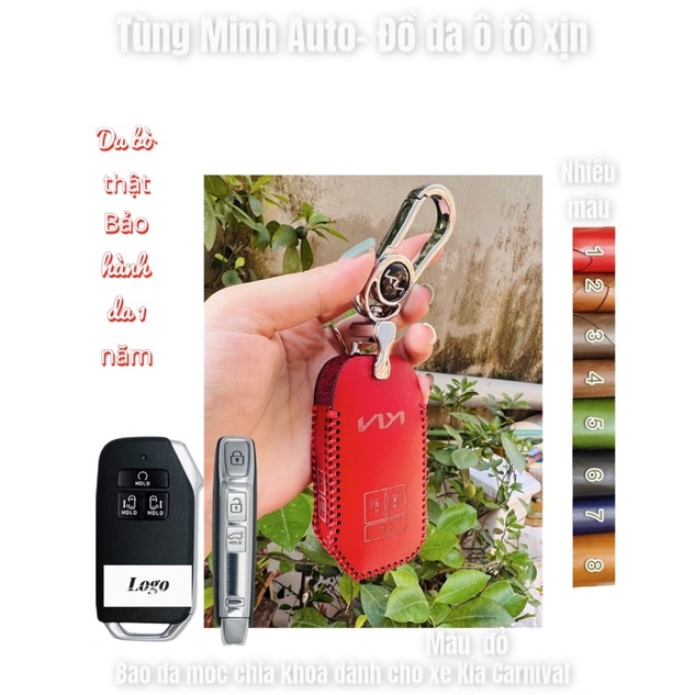 Bao da móc chìa khoá xe Carnival, bọc chìa khoá xe hơi khâu tay