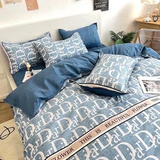 Bộ Drap & Chăn Phao Cotton Poly Dior Xanh