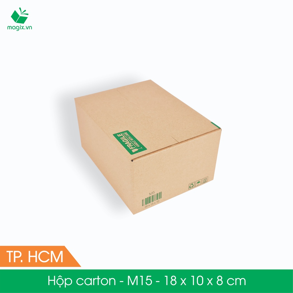 M15 - 18x10x8 cm - 100 Thùng hộp carton + tặng 50 decal HÀNG DỄ VỠ