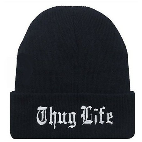 Nón Len Nam Thug Life Đen - Nón Trùm Đầu Beanie Đường Phố