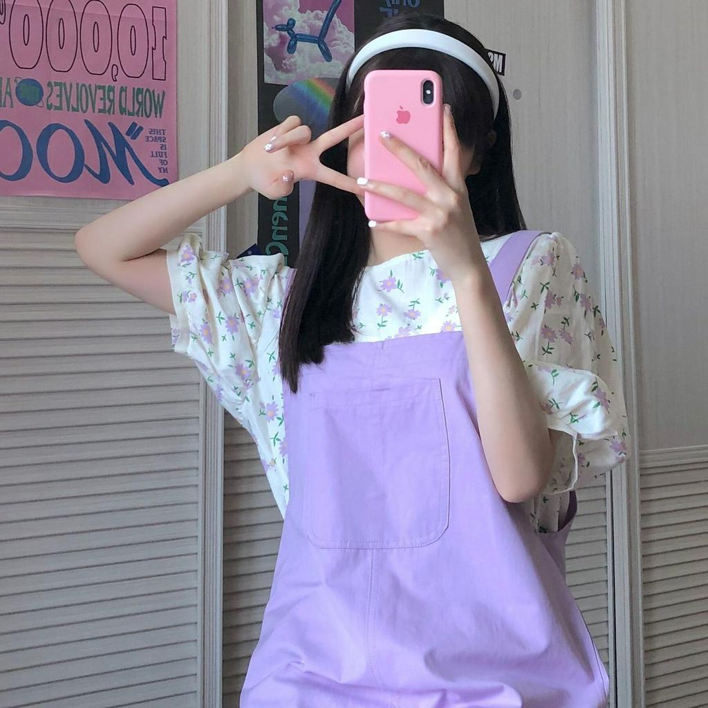 Loose and Thin Floral Dress Female Summer Doll Dress Sweet Short Sleeve Skirt