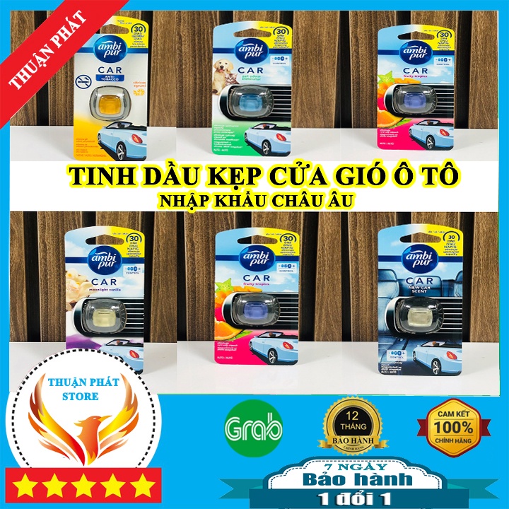 Tinh dầu ô tô Ambi Pur - Nước hoa ô tô kẹp cửa gió nhập khẩu Châu Âu hoàn toàn từ thiên nhiên khử mùi hiệu quả