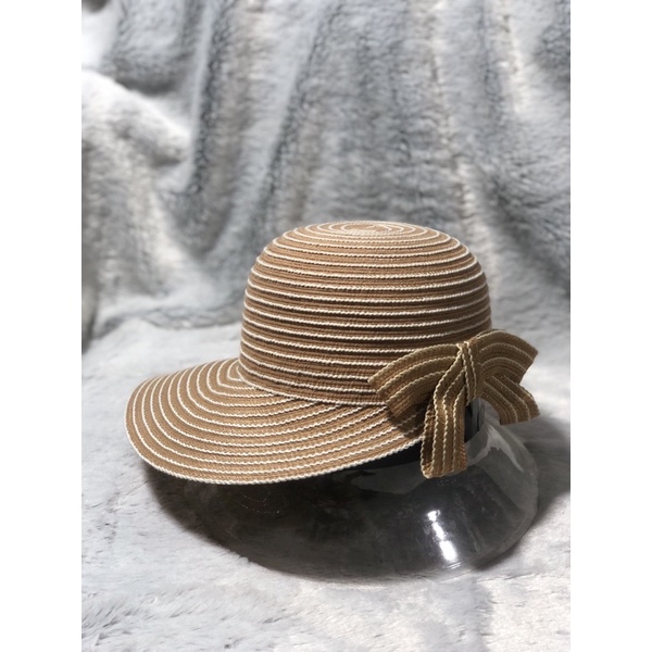 Nón vành nữ xoay sọc khoét đuôi nơ sau - Nón nữ