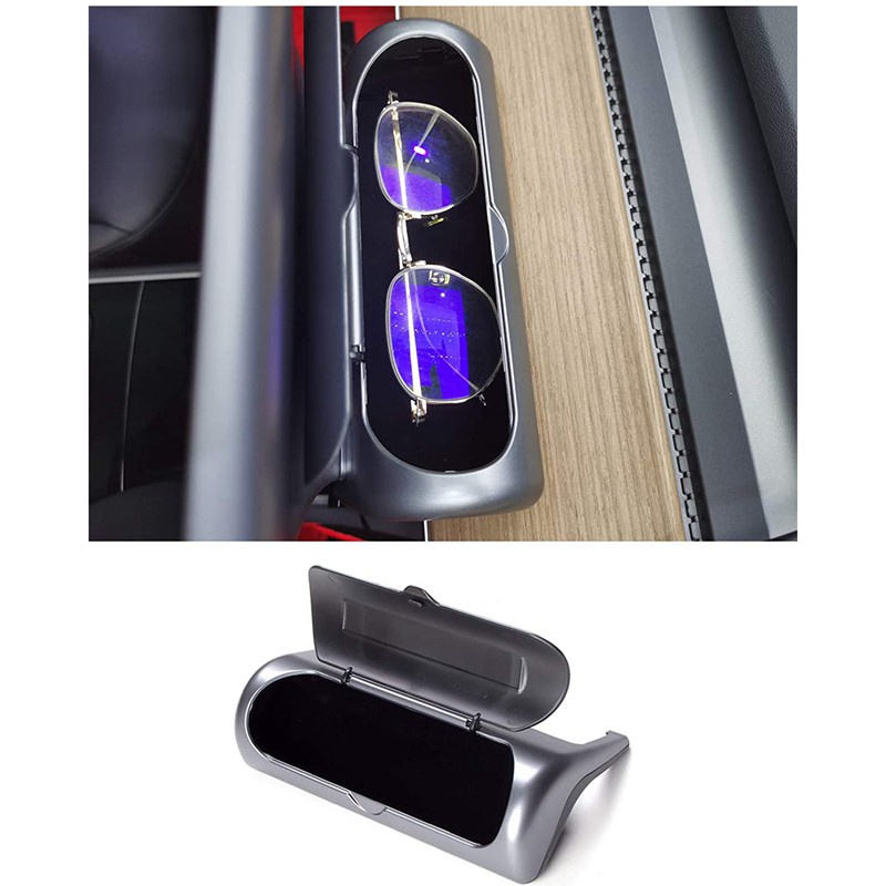 [New]2PCS Car Sunglasses Holder for Tesla el 3/ el Y Accessories, Sunglasses Case Glasses Holder Storage Box (Sier)