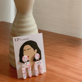 Khuyên tai đất sét nung Polymer Clay (Pink Marshmallow)
