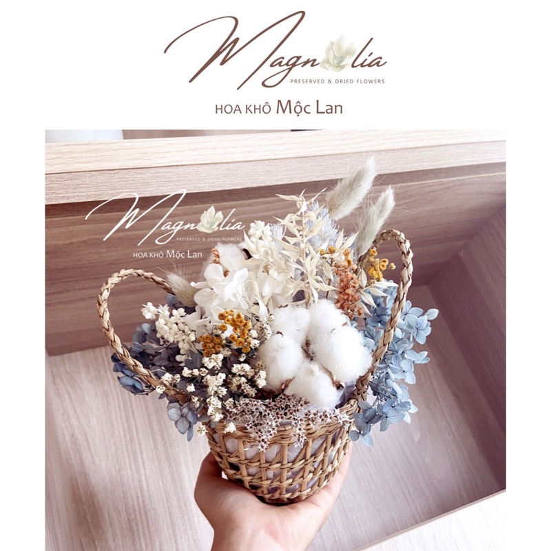 Giỏ hoa khô mini dùng decor trang trí ❤FREESHIP❤ phong cách Bắc Âu vintage cổ điển, quà sinh nhật, chụp ảnh sản phẩm