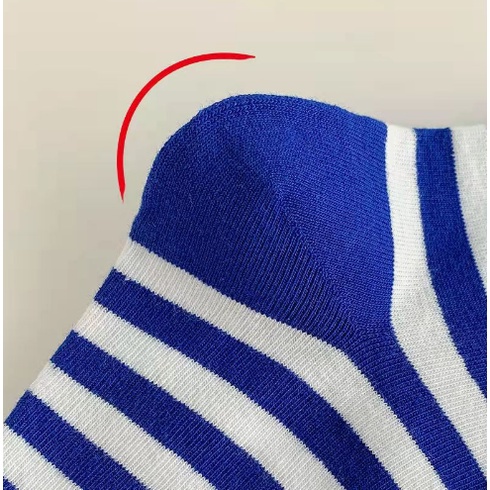 Vớ Cotton Cổ Cao Họa Tiết Kẻ Sọc Màu Xanh Dương In Chữ C Klein Thời Trang Cho Nữ