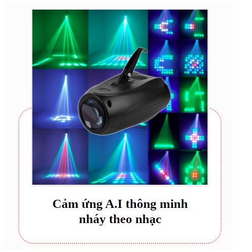 Đèn Laser Vũ Trường 64 LED Cảm Ứng Theo Nhạc 72 Chế Độ
