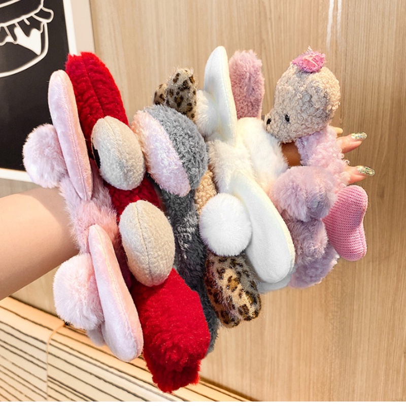 Băng Đô Cài Tóc Phủ Lông Họa Tiết Hoạt Hình Dễ Thương Thời Trang Cho Nữ