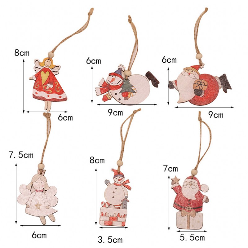 [Christmas Products][2Pcs/Set Christmas Snowmen Wooden Pendants Christmas Tree Ornaments ][Creative Crafts Pendant Accessories Home Decorations]