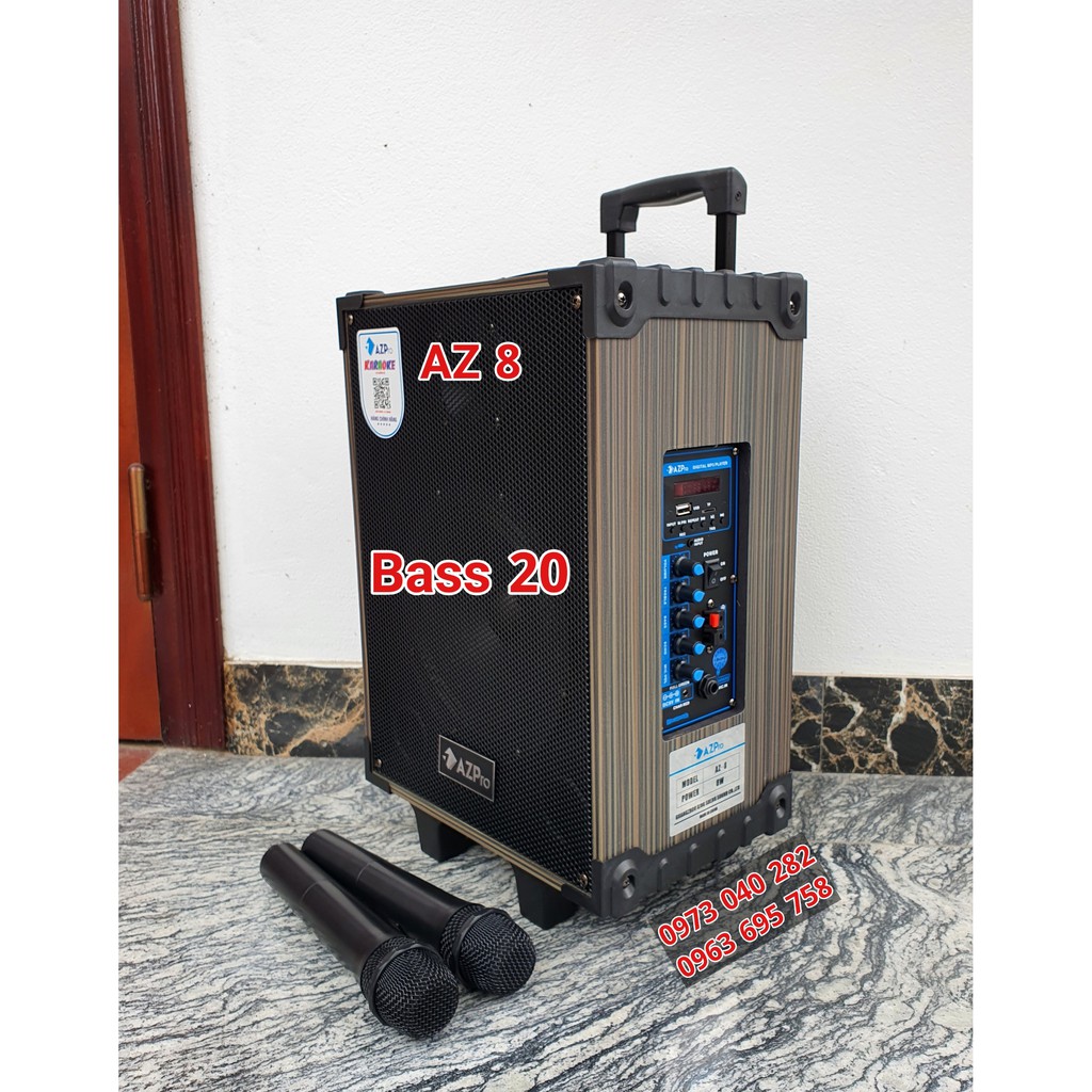 Loa kẹo kéo giá rẻ bass 20 nhỏ gọn tiện lợi hàng bảo hành 1 năm  AZpro - AZ 8 2 míc