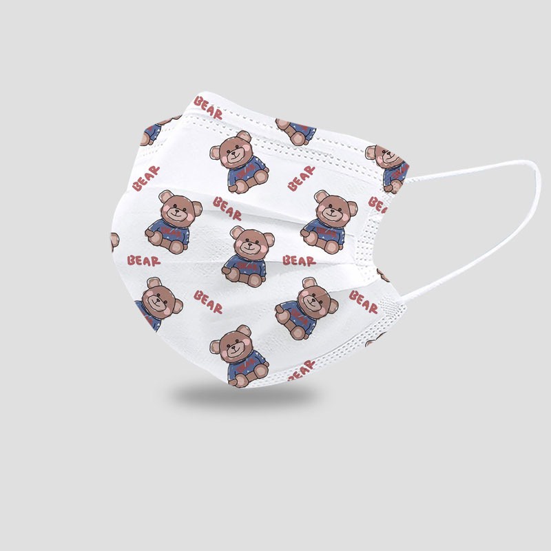 [Lẻ 1 cái]  Khẩu trang hoạt hình Style Hàn Quốc người lớn in hình gấu dễ thương x Mask of Meousaigon97 (Mã YT)
