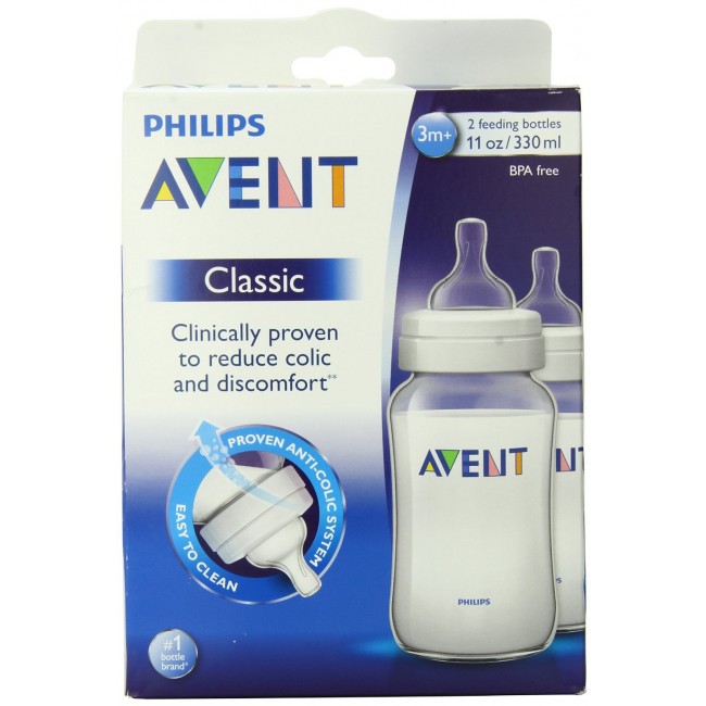 Bình sữa Avent classic cổ rộng 260ml - 330ml set 2