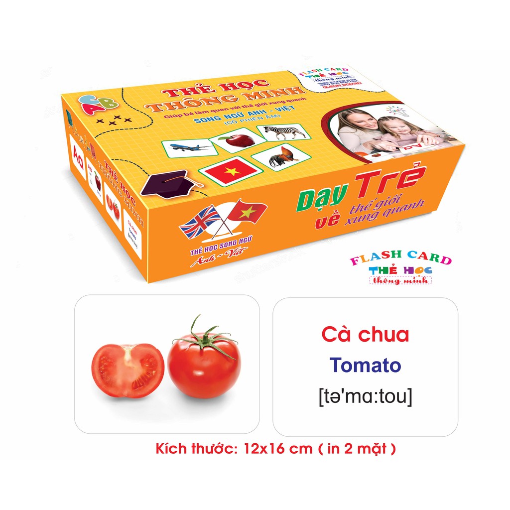 [XẢ KHO] Bộ Thẻ Học Thông Minh 18 Chủ Đề TGXQ loại TO song ngữ A-V loại chuẩn Glenn Doman Flashcard cho bé từ 0-6 tuổi