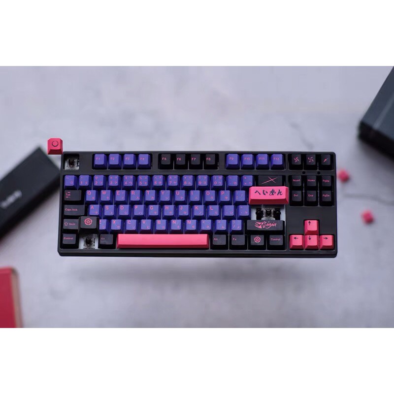 Keycap PBT ninja bóng đêm profile cherry 129 nút