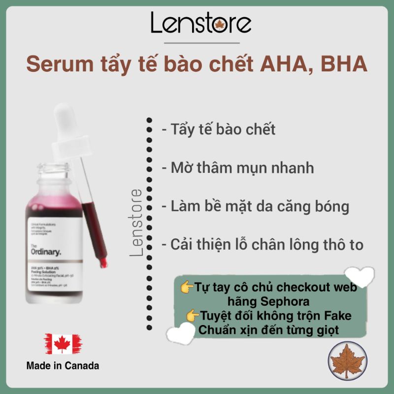 Tinh chất peel da The Ordinary AHA 30% + BHA 2% tẩy tế bào chết,  sáng da mờ thâm 30ml