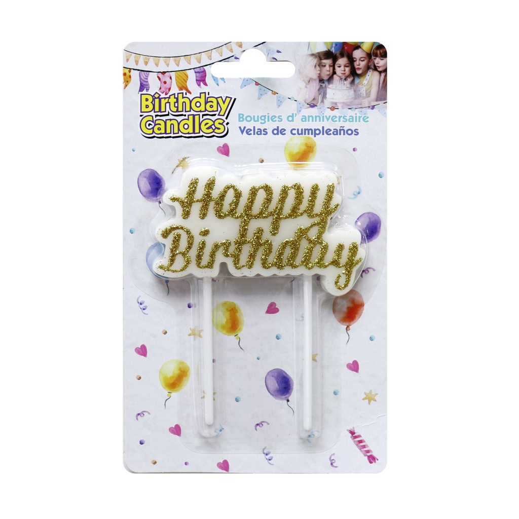 Nến Happy Birthday lấp lánh vàng Uncle Bills YA0103