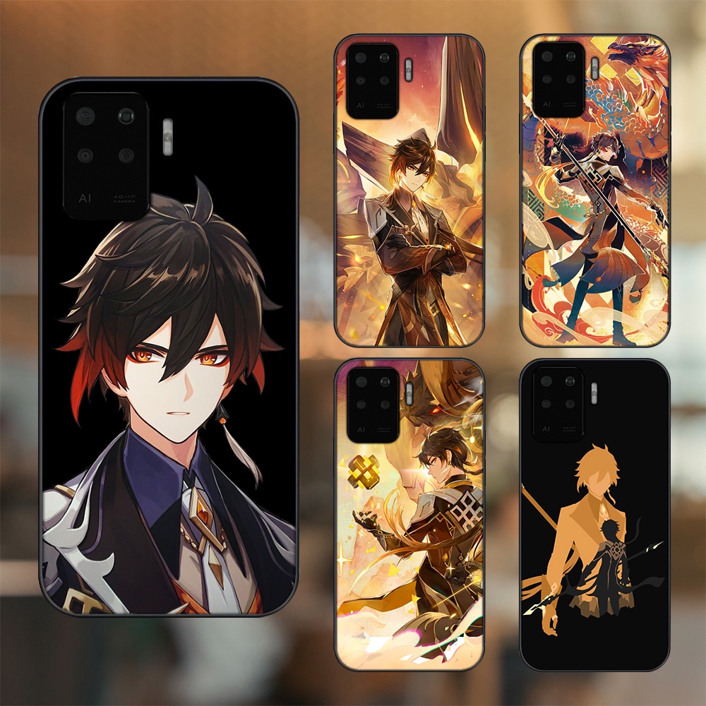 Ốp lưng Oppo A94 viền đen in hình Zhongli Genshin Impact